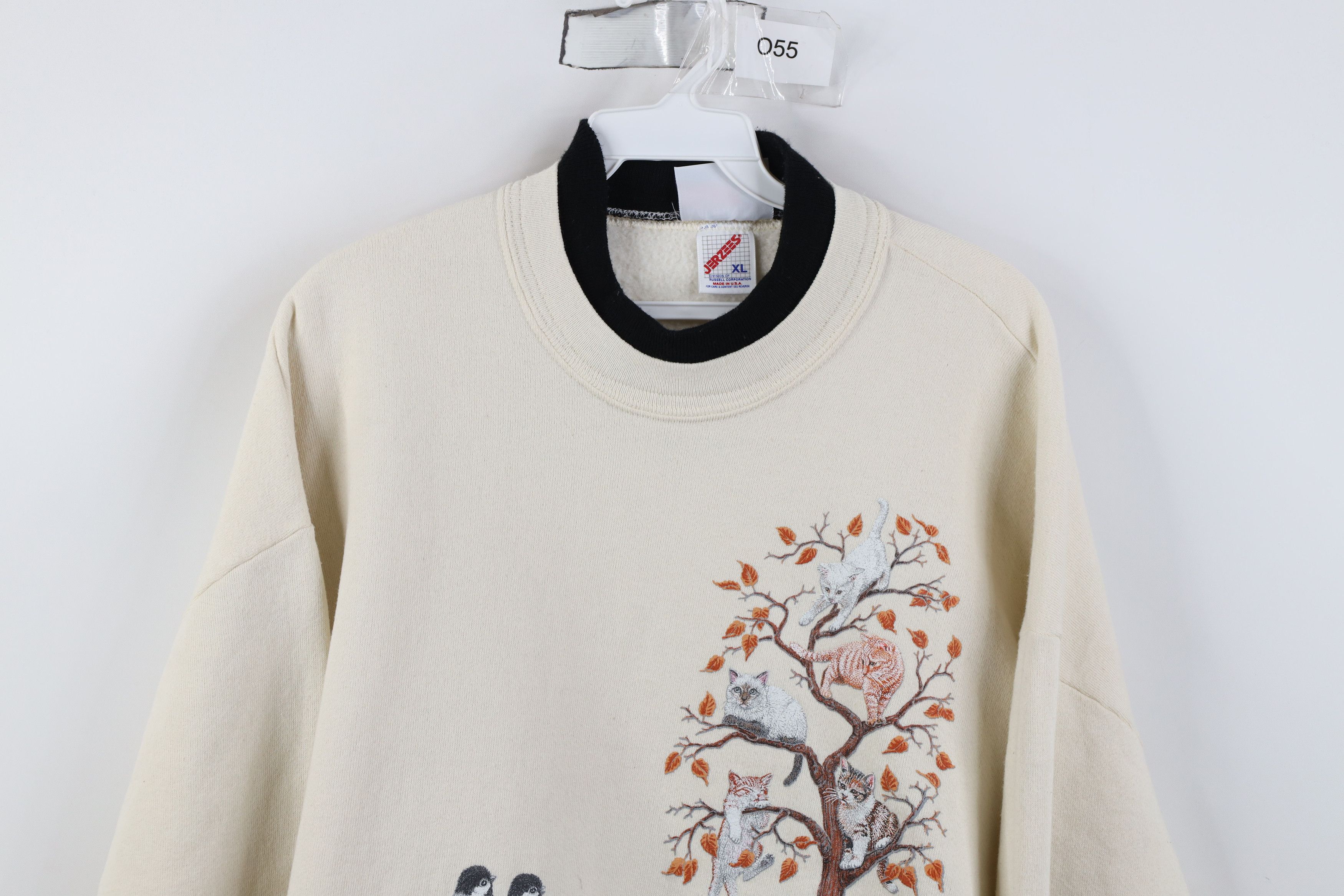 Vintage Vintage 90s Streetwear Cat Lady Cat Kitten Bird Sweatshirt Size XL / US 12-14 / IT 48-50 - 2 Thumbnail