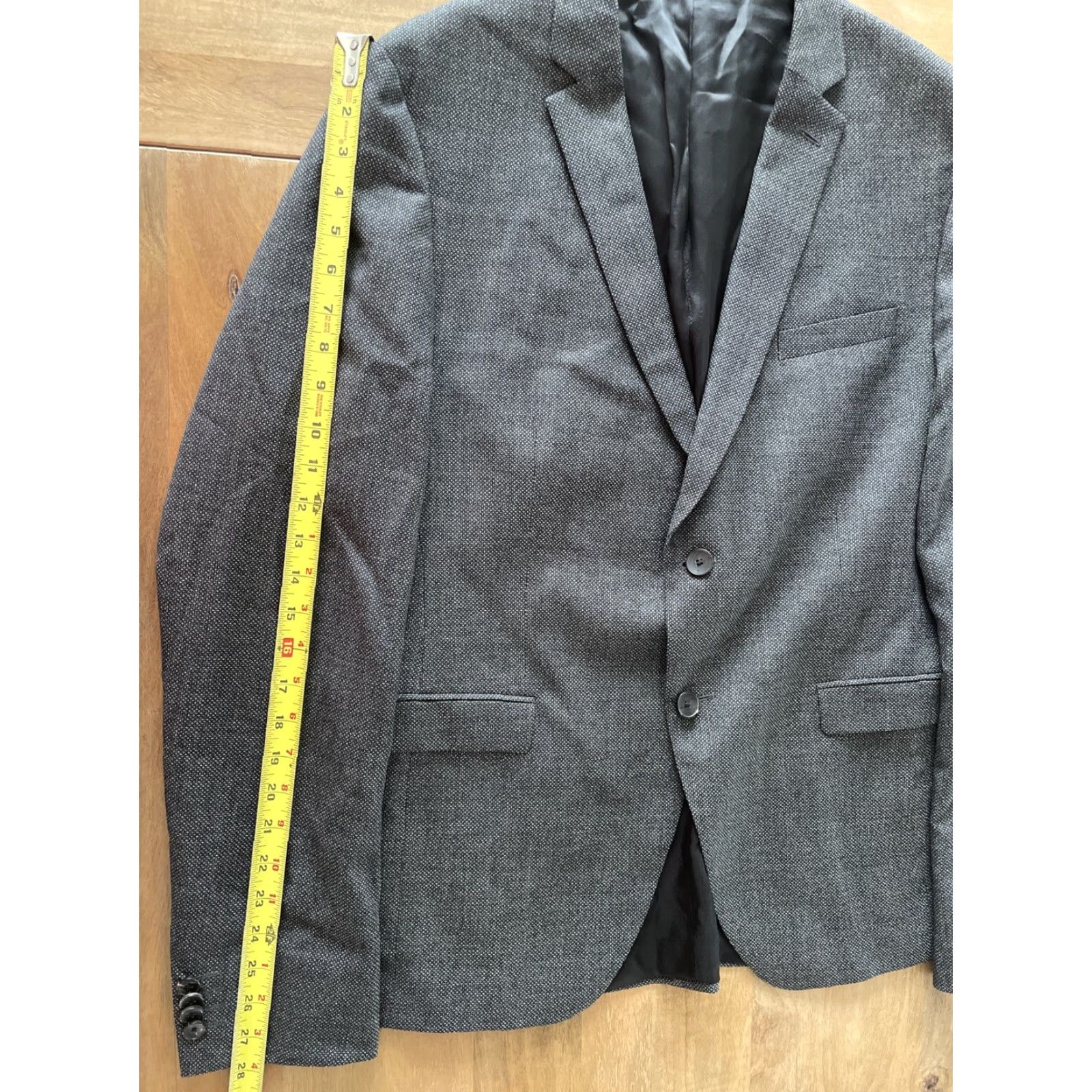 Hugo Boss HUGO BOSS Black Birdseye Tweed Sport Coat 100% Wool Jacket Blazer 44R Mens MINT Size 44R - 7 Thumbnail