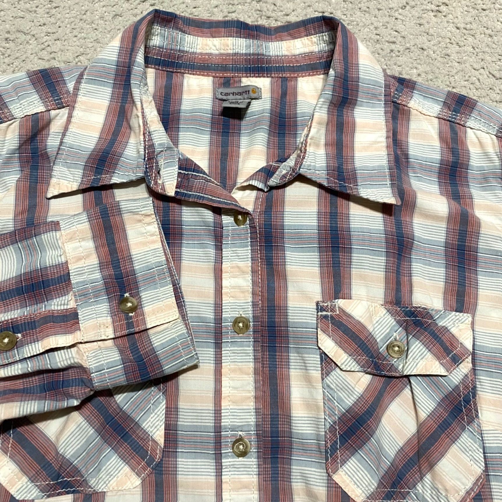 Carhartt Carhartt Womens Large Shirt Multicolor Plaid 3/4 Sleeve Button-Up Cotton Size L / US 10 / IT 46 - 2 Thumbnail