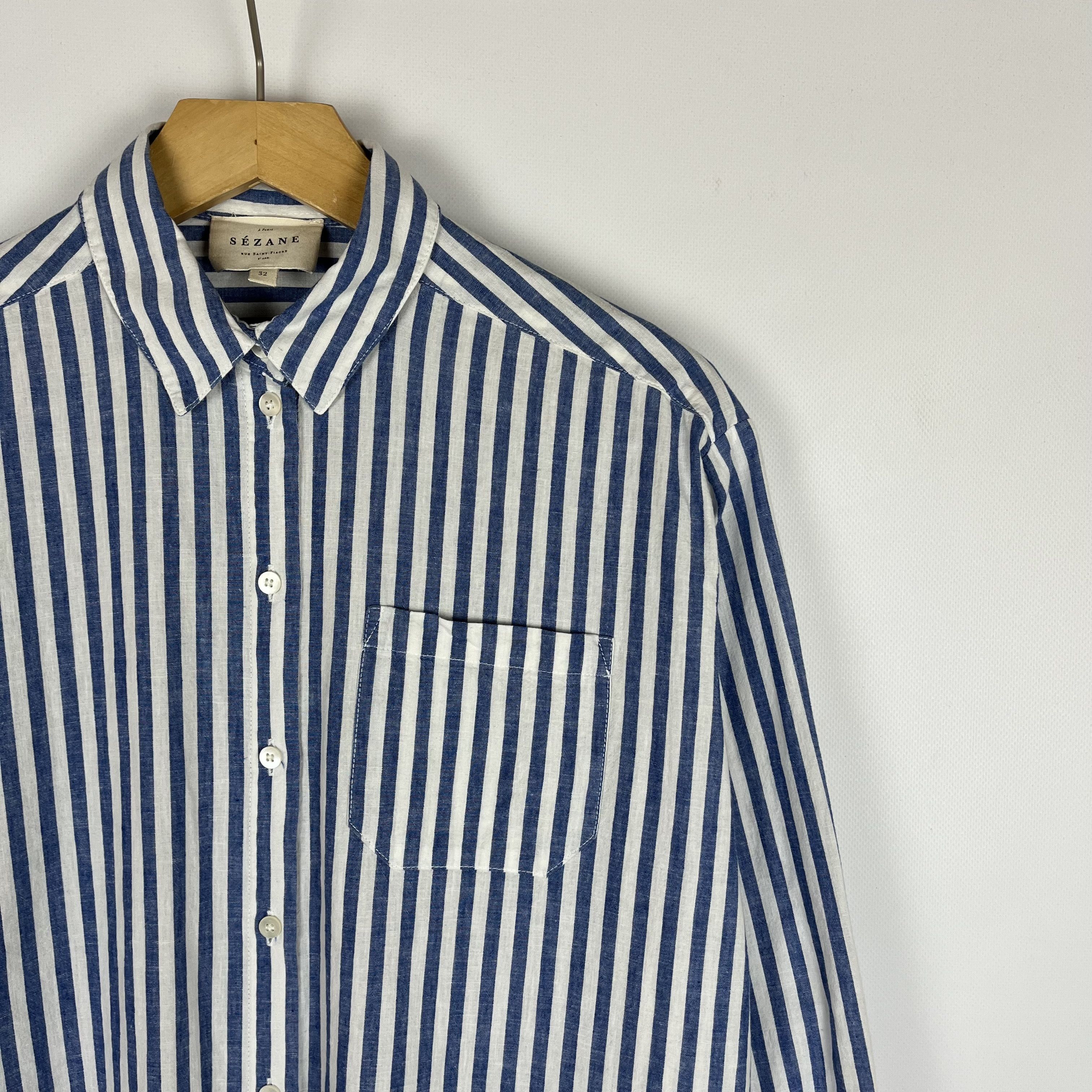 Sezane Ladies Sezane Button Up Stripped Blue Max Shirt Size XXS / US 00 / IT 34 - 2 Thumbnail