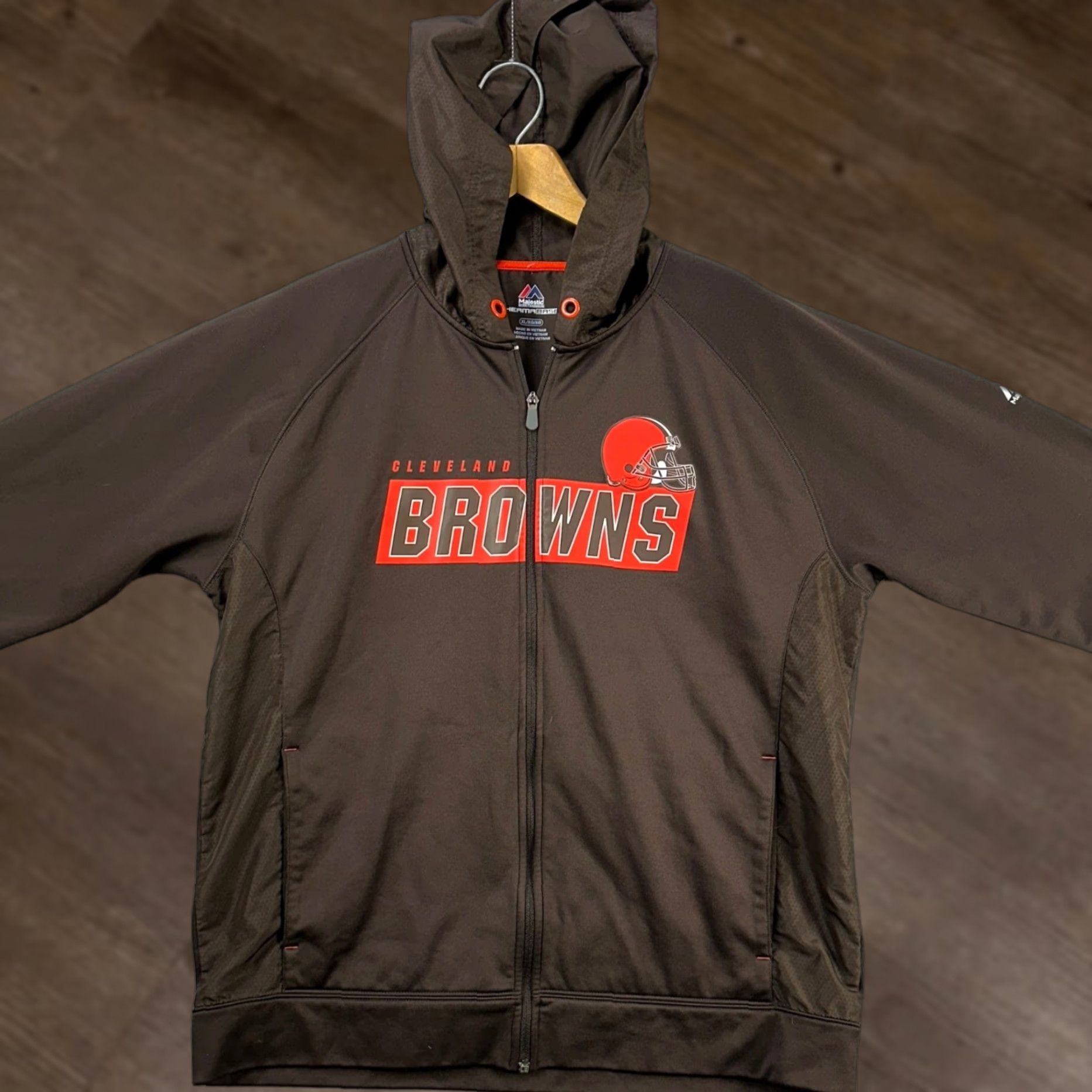 Vintage Cleveland Browns Therma Base Jacket Athletic Men XL Brown Majestic Zip Up Hoodie Jacket Size US XL / EU 56 / 4 - 1 Thumbnail
