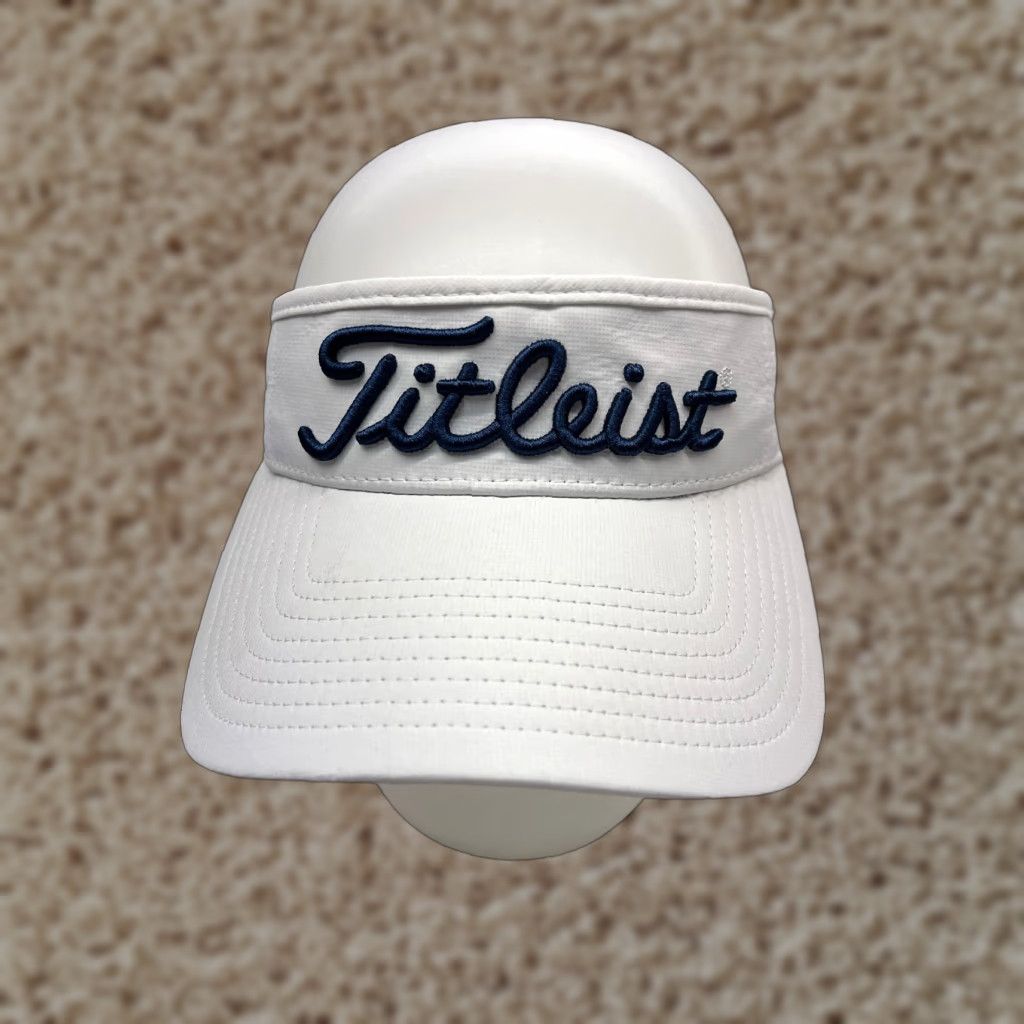 Titleist Visor Hat One Size White Polyester Pro V1 Golf Knit Adjustable Men Hat/Cap Sports Outdoor Logo 90s?