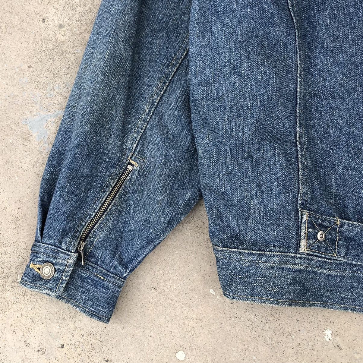 Vintage Vintage 1980s Denim Bomber Buckle Jacket Pockets Size US L / EU 52-54 / 3 - 12 Thumbnail