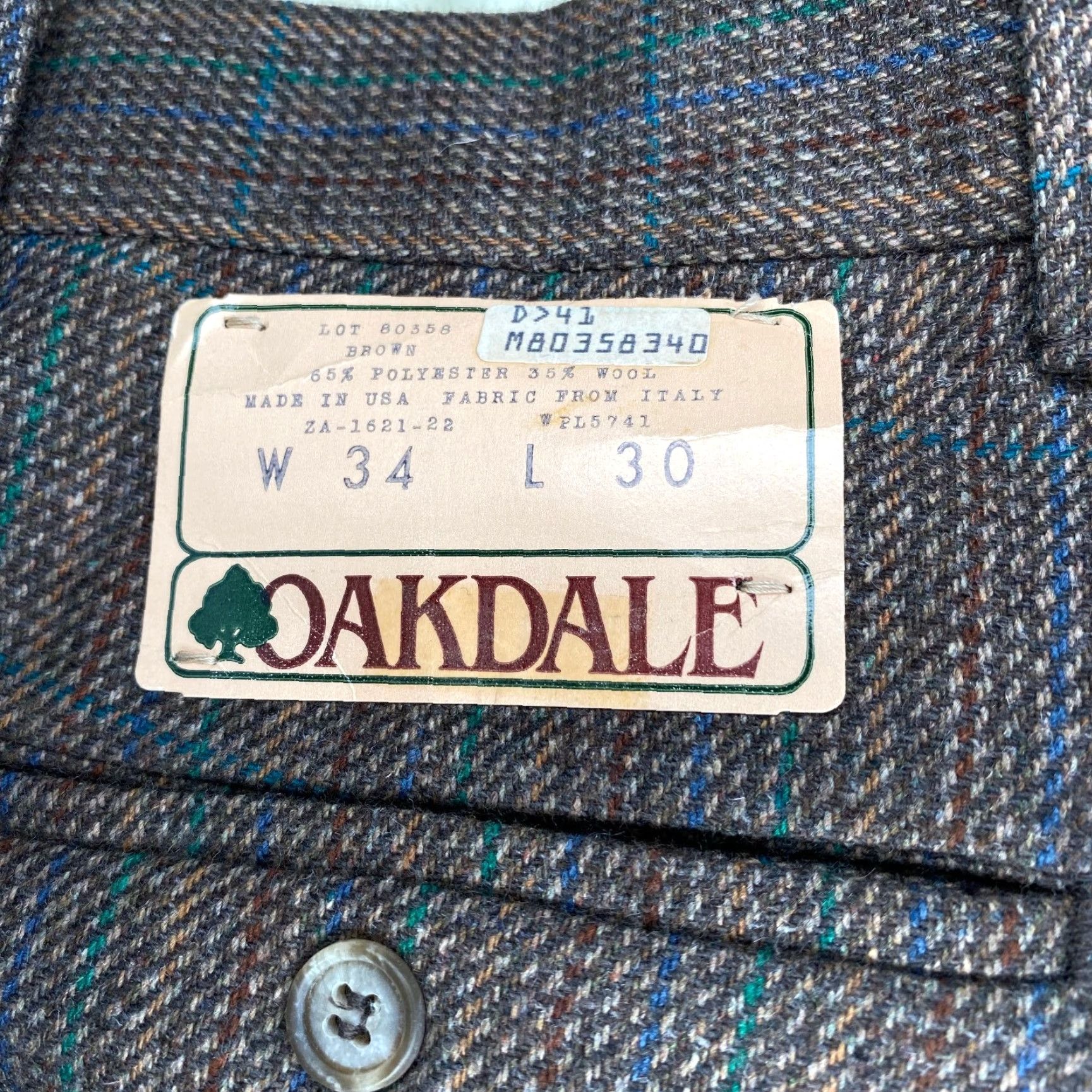 Vintage VINTAGE Oakdale Pants Mens 34x26 Brown Striped Pleated Front Wool Blend USA Dress Pants Size US 34 / EU 50 - 5 Thumbnail