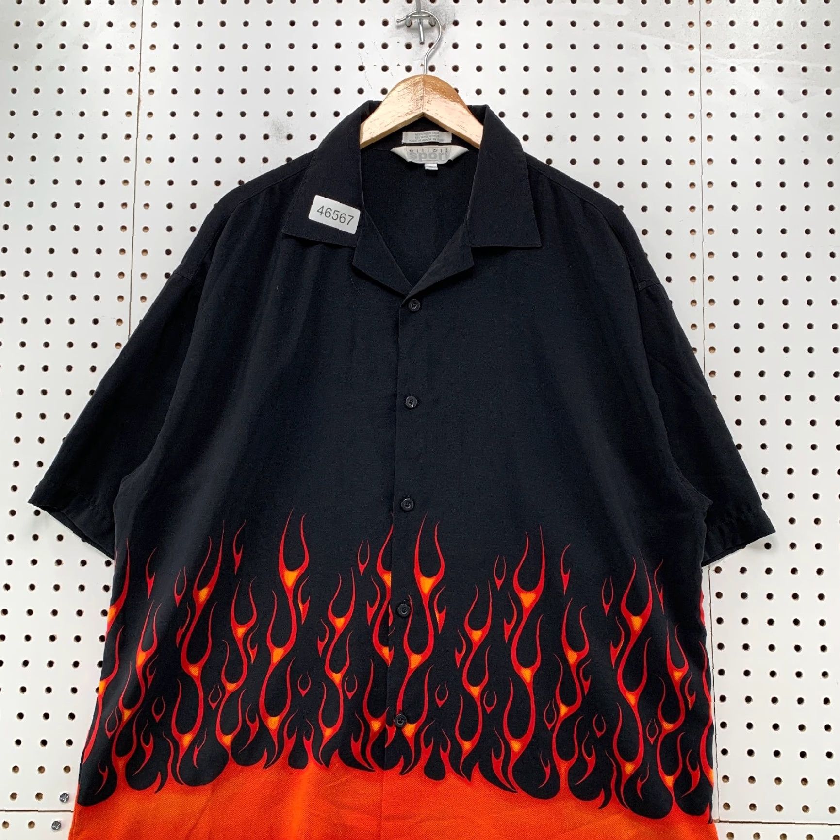 Vintage VINTAGE Flame Fire Button Shirt Mens XL Black Red Elliott Sport Size US XL / EU 56 / 4 - 4 Thumbnail