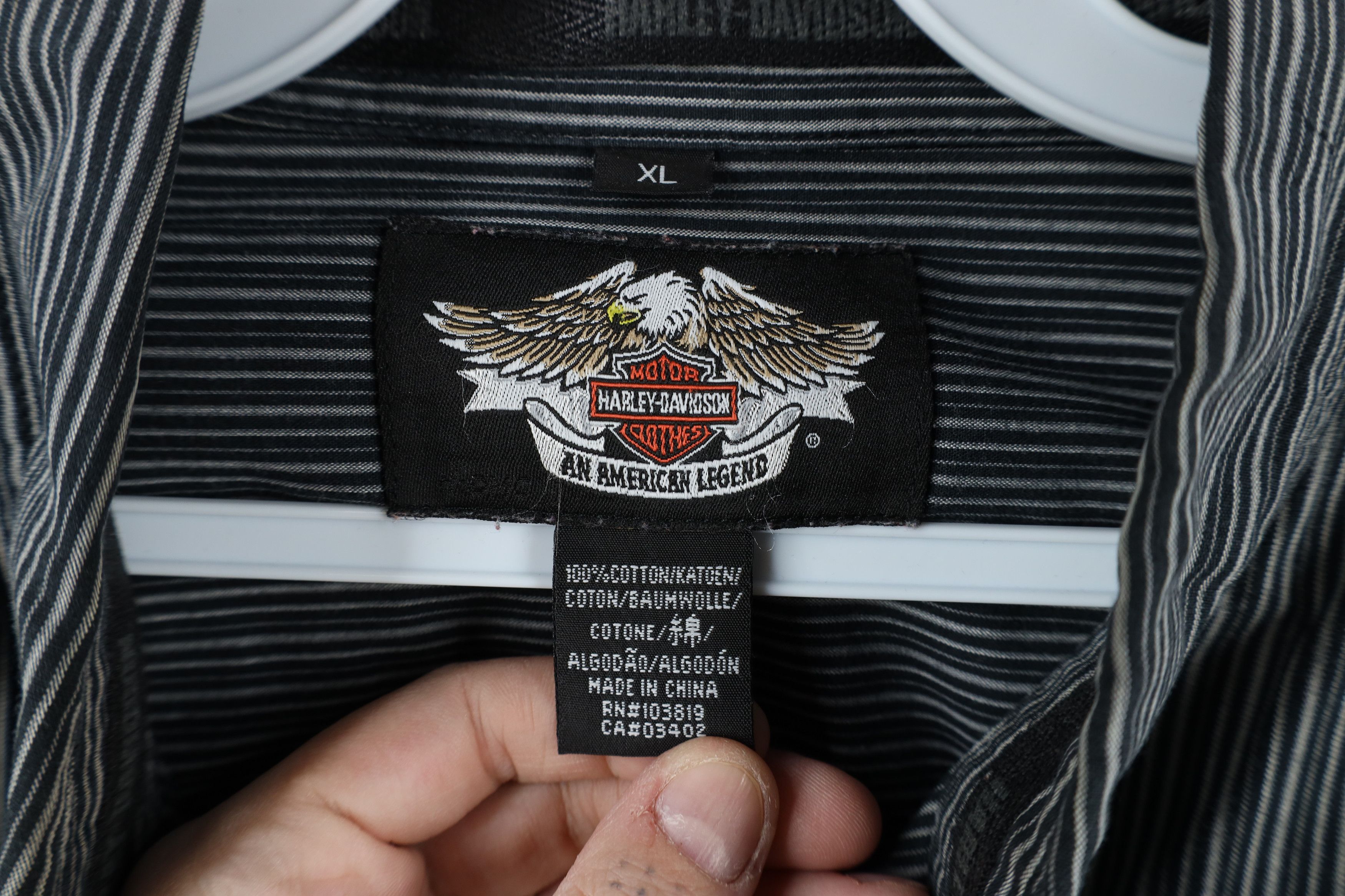 Harley Davidson × Vintage Vintage Harley Davidson Striped Collared Button Down Shirt Size US XL / EU 56 / 4 - 9 Thumbnail