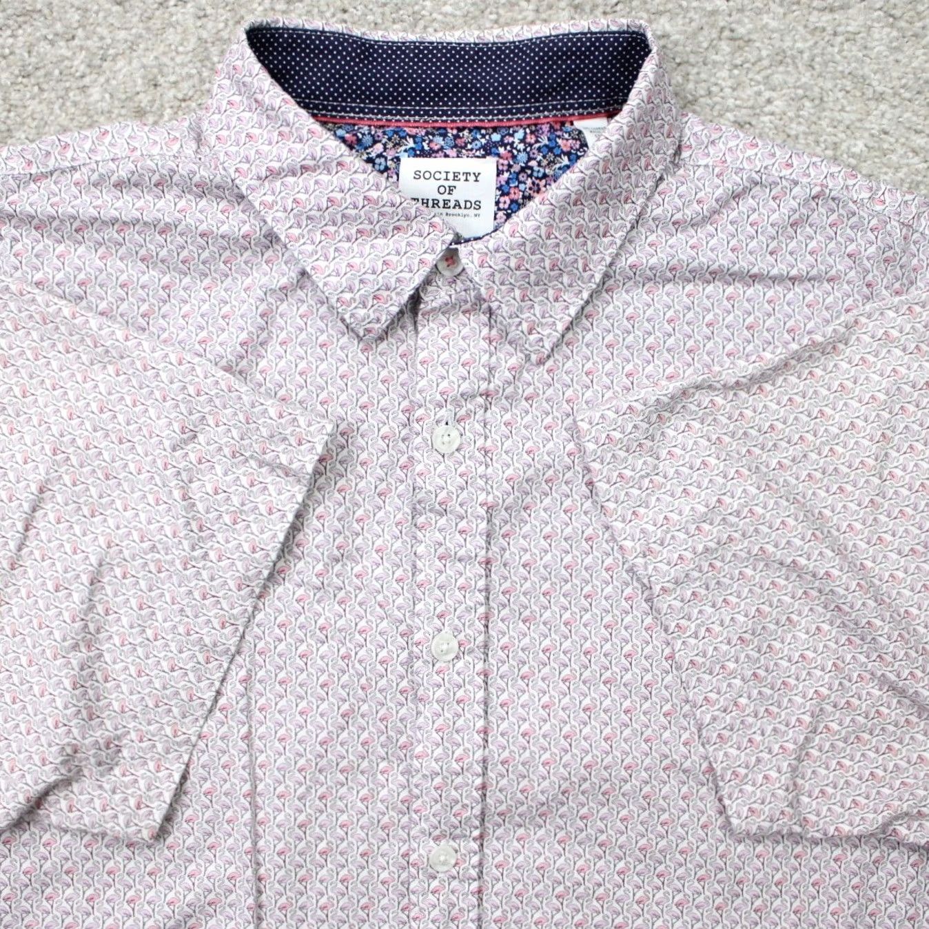 Gloverall Society of Threads Shirt Mens XL Pink Flamingos All Over Print S/S Button-Up Casual Vintage: No Graphic Print Size US XL / EU 56 / 4 - 2 Thumbnail