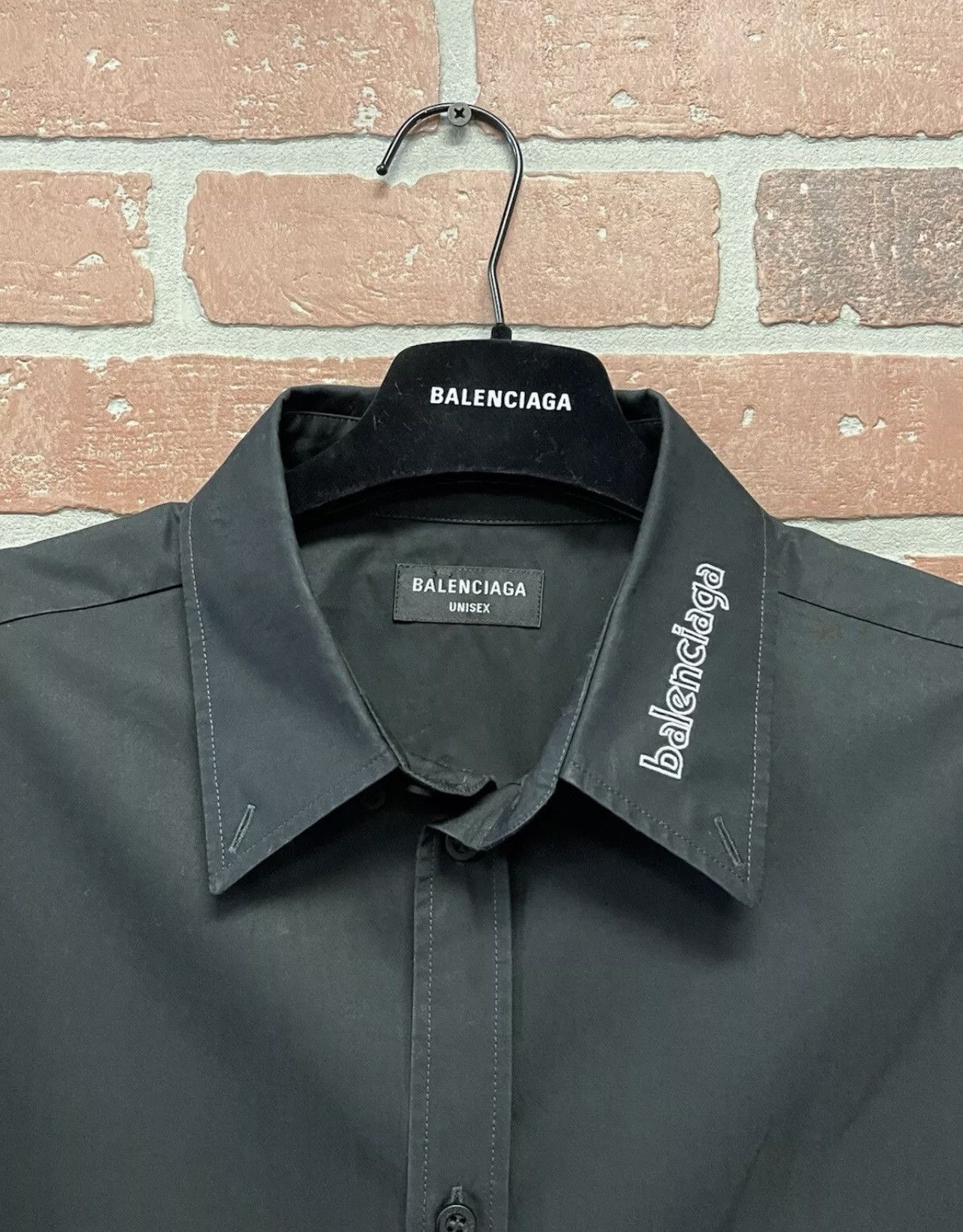 Balenciaga Size M/39EU - Balenciaga Men’s Dress Shirt Black Logo Collar Size US M / EU 48-50 / 2 - 2 Thumbnail