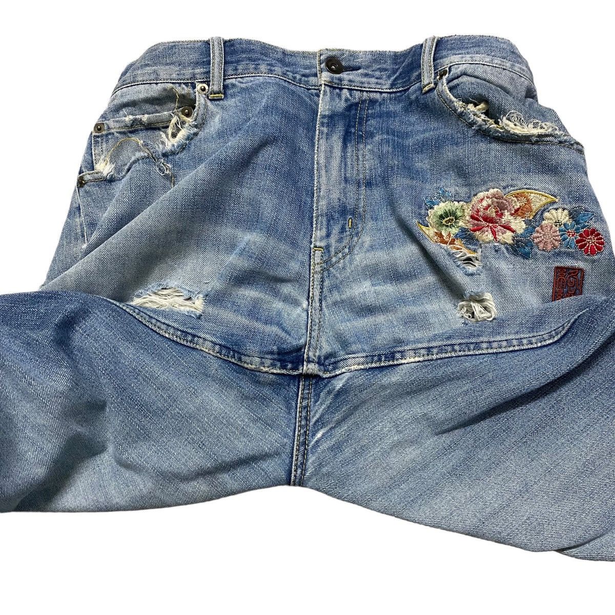 Karakuri Tamashii KARAKURI GENERATION Distressed Denim Embroidery Jeans Size US 32 / EU 48 - 18 Thumbnail