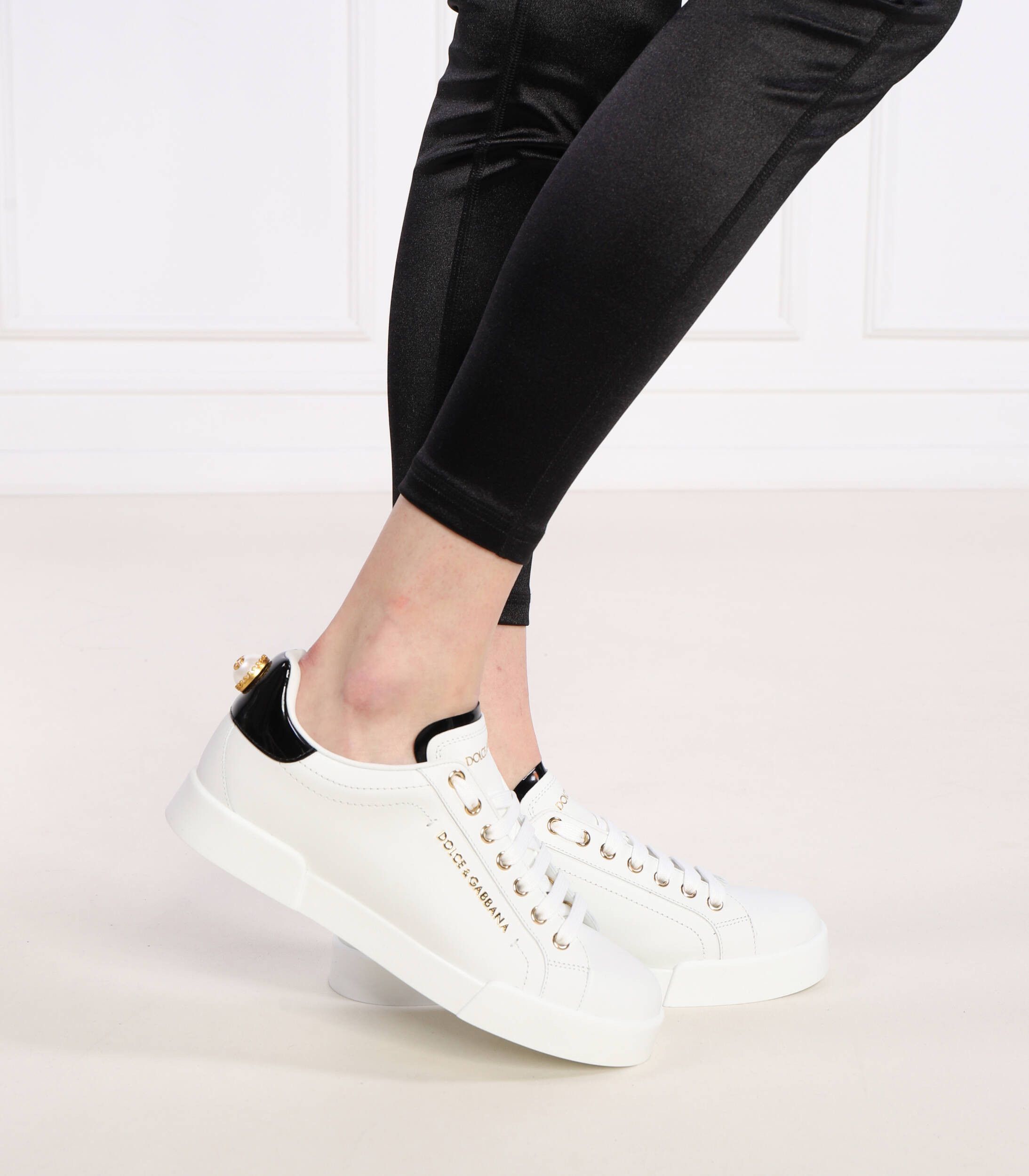Dolce & Gabbana o1s22i1n0225 Calfskin Portofino Sneakers in White Size US 11 / IT 41 - 2 Thumbnail