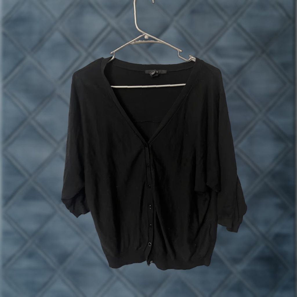 H&M H&M Women's Cardigan Sweater Black 3/4 Sleeve Button Front M sz Medium Cotton Modal Womens Size M / US 6-8 / IT 42-44 - 1 Thumbnail