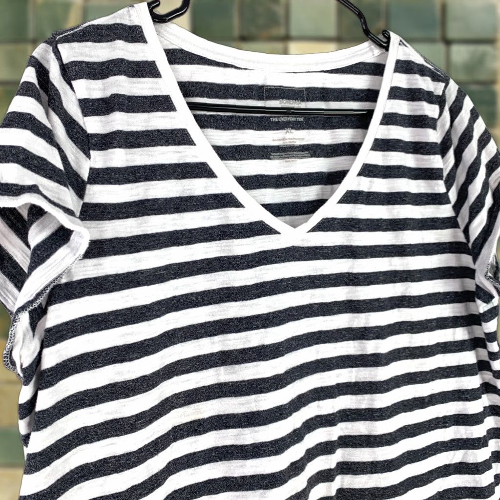 Vintage Sonoma Gray White Striped Everyday Tee T-Shirt Womens XL Size XL / US 12-14 / IT 48-50 - 1 Thumbnail