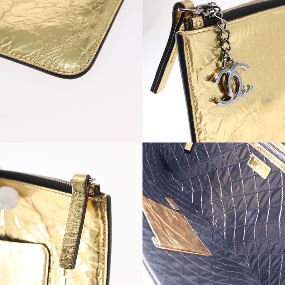 Chanel Chanel Clutch Bag Leather Gold CC Size ONE SIZE - 4 Thumbnail