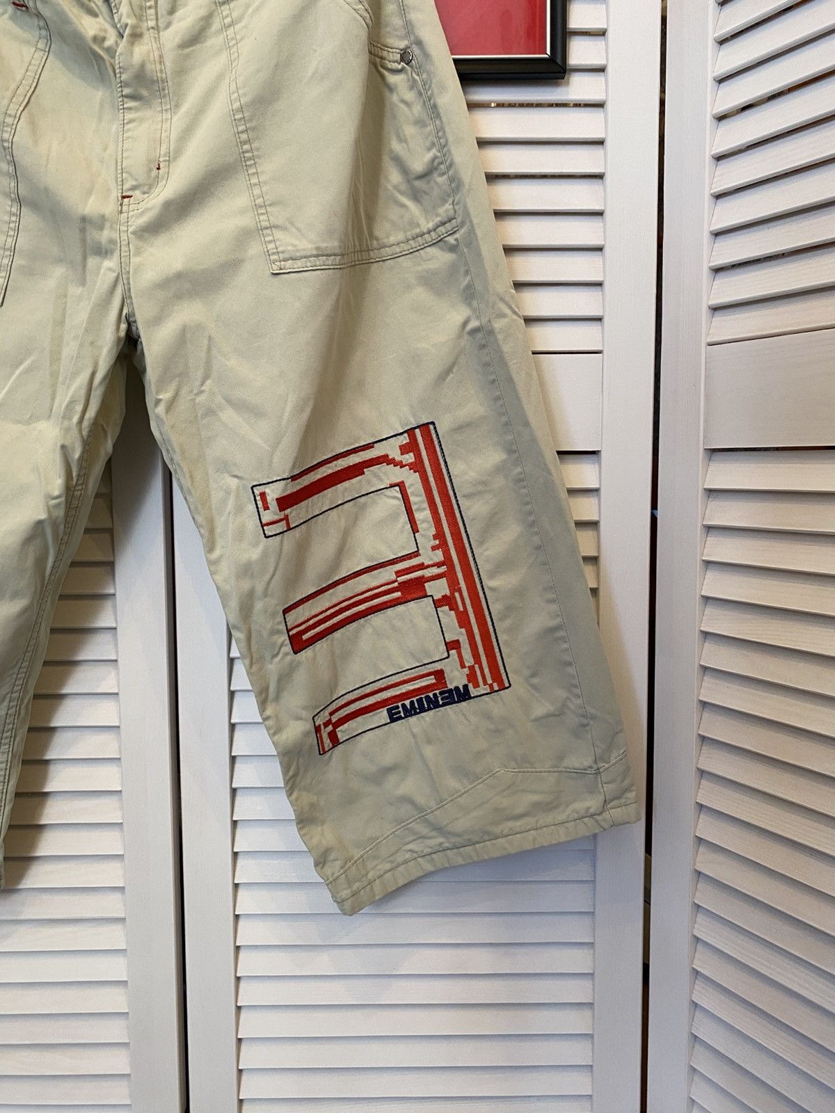 Eminem Vintage Cropped Pants Rap EMINEM Knit Logo Pocket Retro 2s Size US 34 / EU 50 - 3 Thumbnail