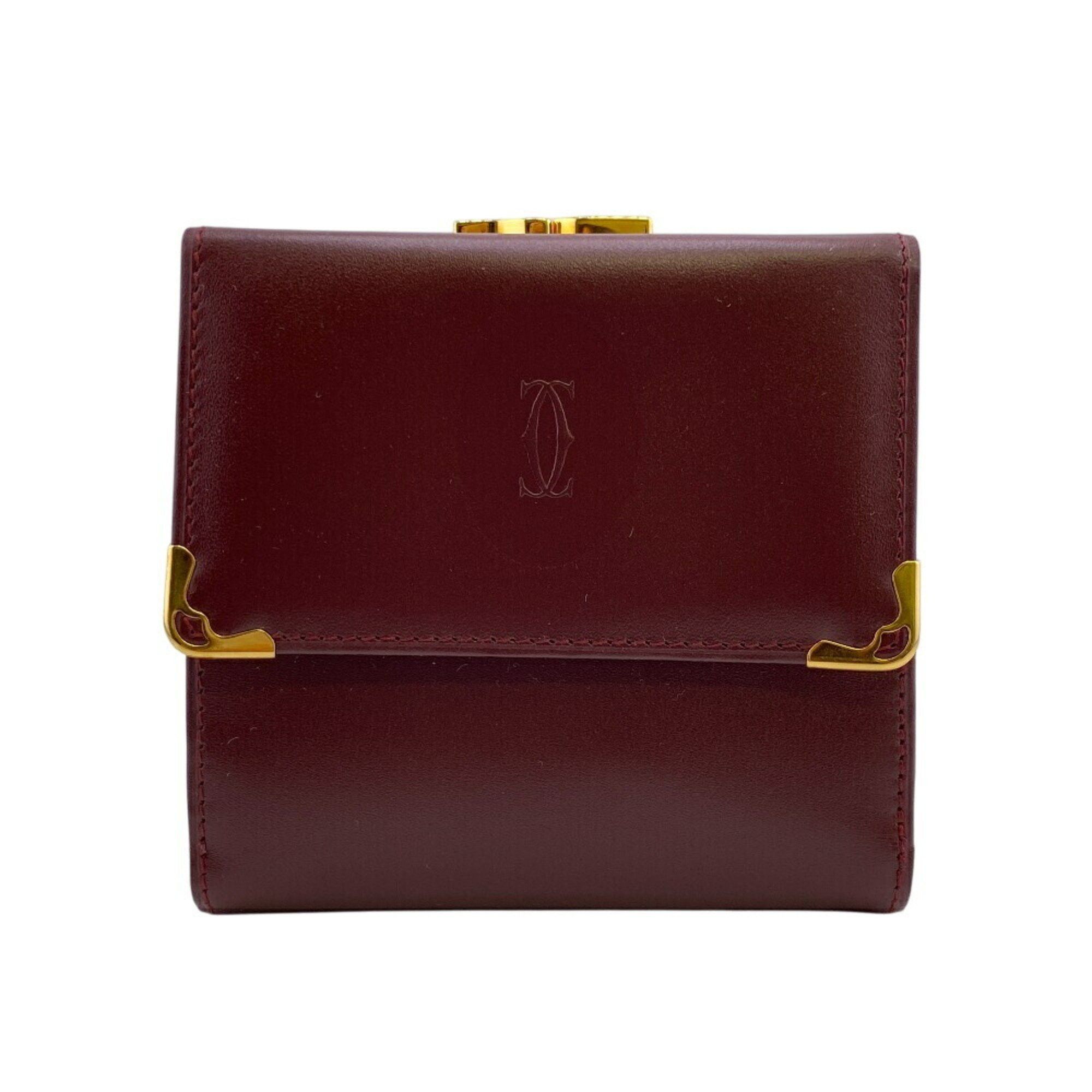CARTIER Bordeaux Compact Wallet, Must Line Tri-fold Red, Unisex, Z0012673  Wallets