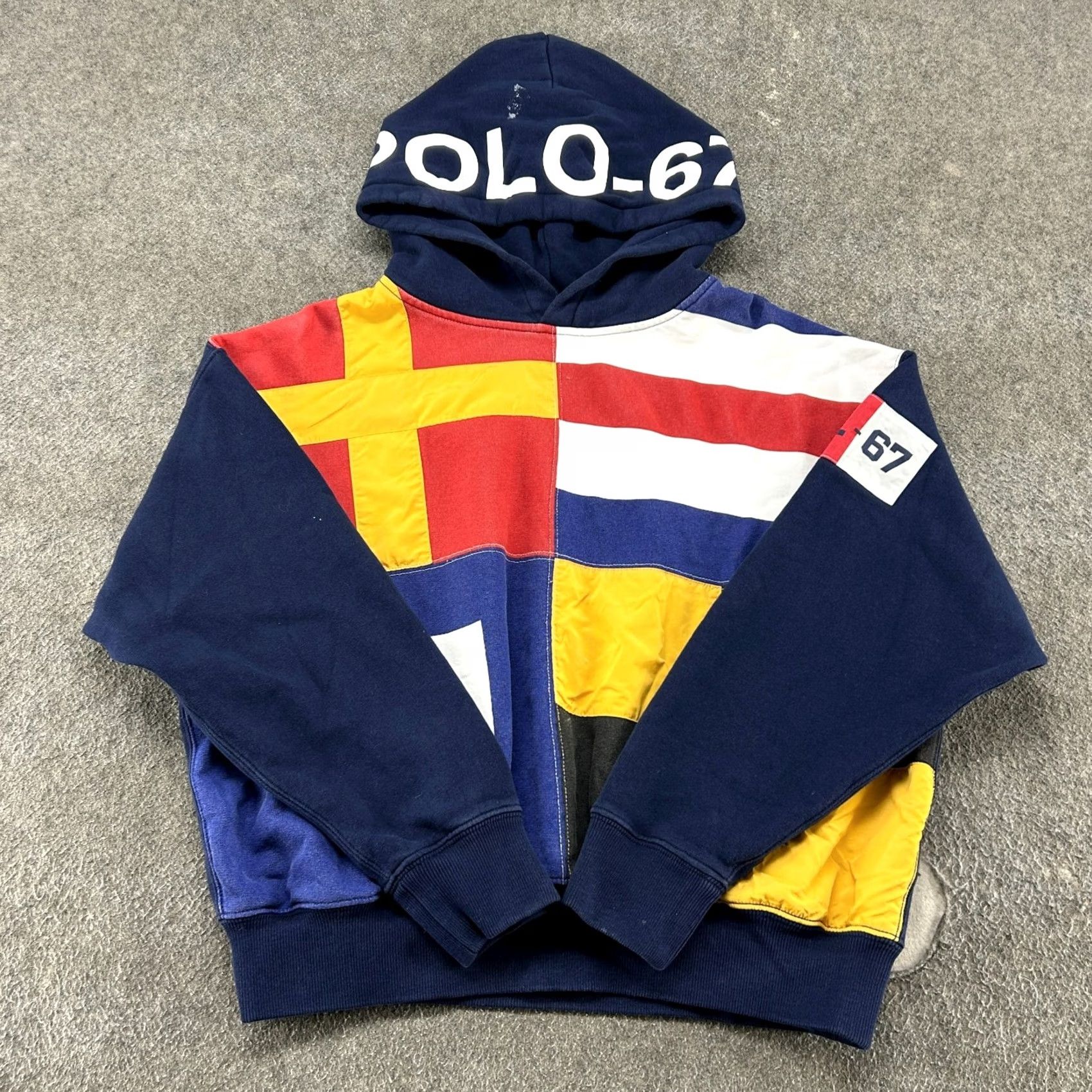 Polo Ralph Lauren Polo Ralph Lauren Hoodie Womens M Blue Red Patchwork CP 93 Signal Flag Pullover Hooded Mock Neck Long Sleeve Multicolor Fleece Cotton Logo Size M / US 6-8 / IT 42-44 - 2 Thumbnail