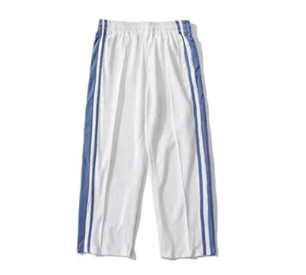 image of Designer Japanese Sports Casual Straight Sweatpants in White, Men's (Size 32)