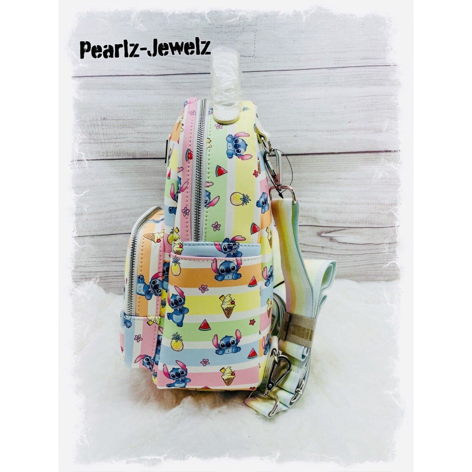 Disney Loungefly Lilo & Stitch Fruits Rainbow Stripes Convertible B Size ONE SIZE - 4 Thumbnail