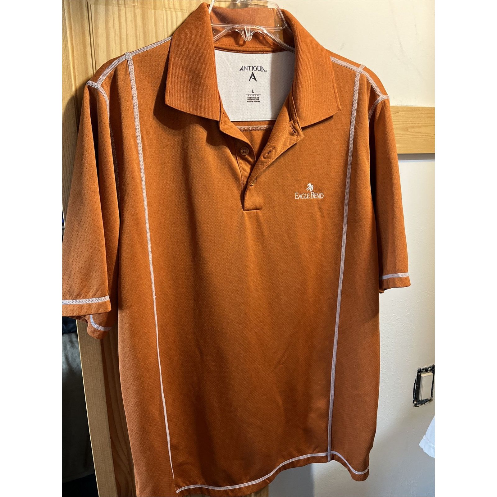Antigua Antigua Men’s L Orange Polyester Golf Outdoor SS 1/4 Button Size US L / EU 52-54 / 3 - 6 Thumbnail