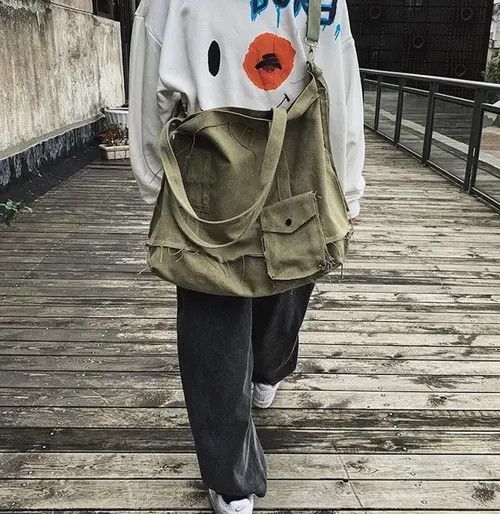 Vintage Tote Bag Canvas Single Vintage Solid Hasp Shoulder Bag Size ONE SIZE - 1 Thumbnail
