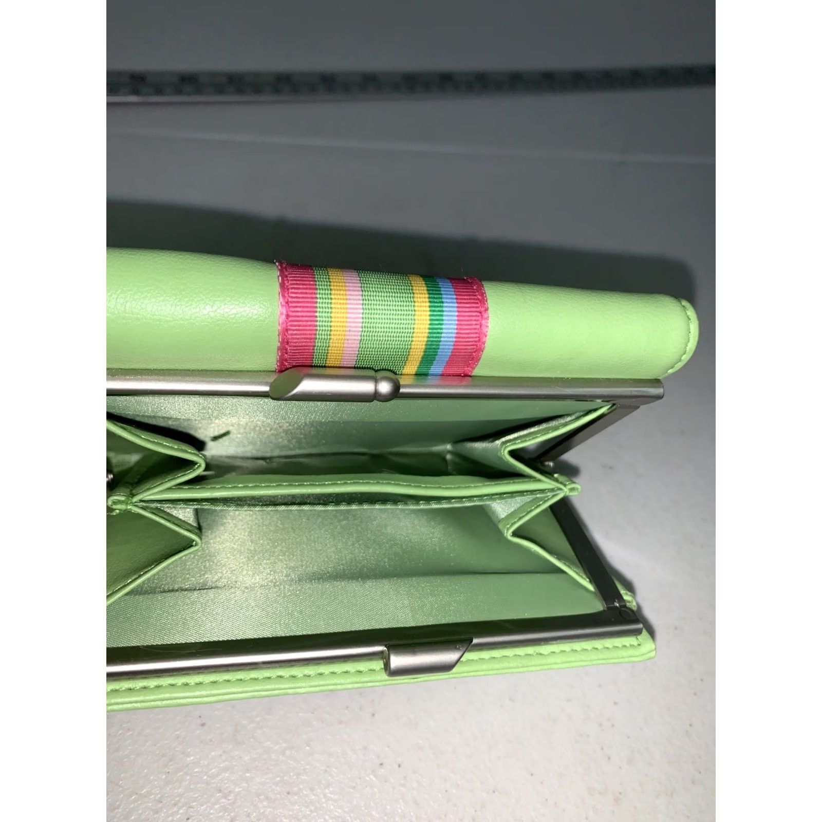 Vintage BLEU MUNDI/WESTPORT Credit Card Stripe Wallet Green Leather Size ONE SIZE - 4 Thumbnail