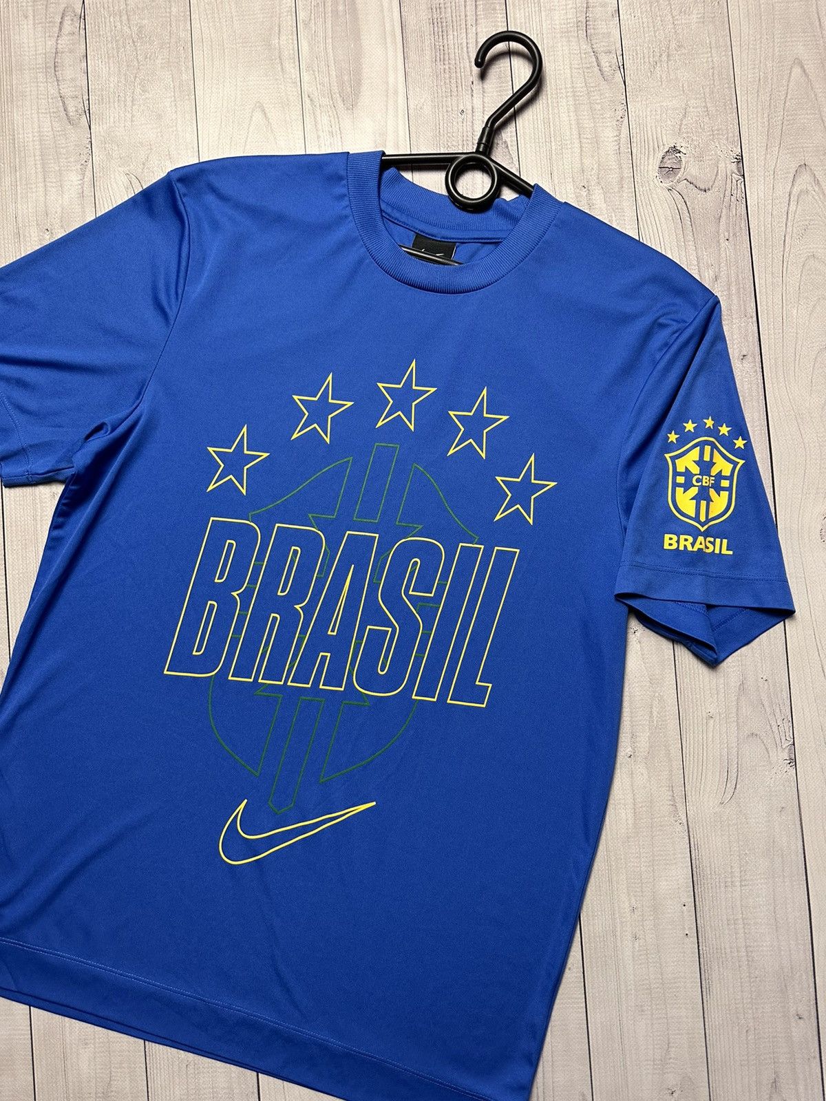 Nike × Vintage Vintage Nike Brazil tee jersey size M blue rare logo Brasil Size US M / EU 48-50 / 2 - 2 Thumbnail