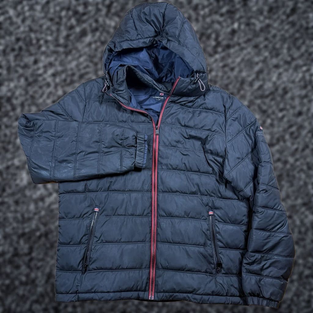 London Fog London Fog Puffer Jacket Mens Large Black Hood Water Resistant Lightweight Full Zip Size US L / EU 52-54 / 3 - 1 Thumbnail