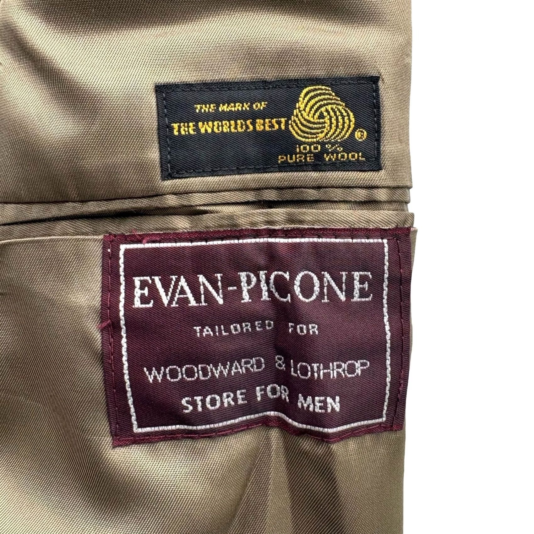 Evan Picone Vintage Evan Picone Mens Tweed Herringbone Blazer Jacket Brown • USA • 46L Size 46R - 4 Thumbnail