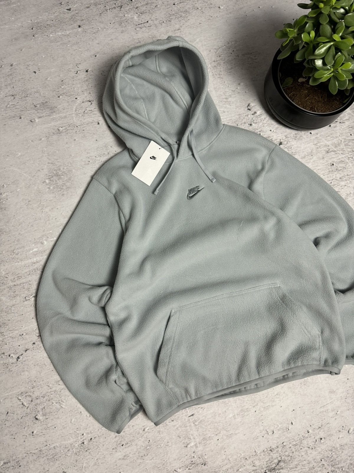 00s Nike Vintage Center Swoosh Teddy Fleece Hoodie Drill