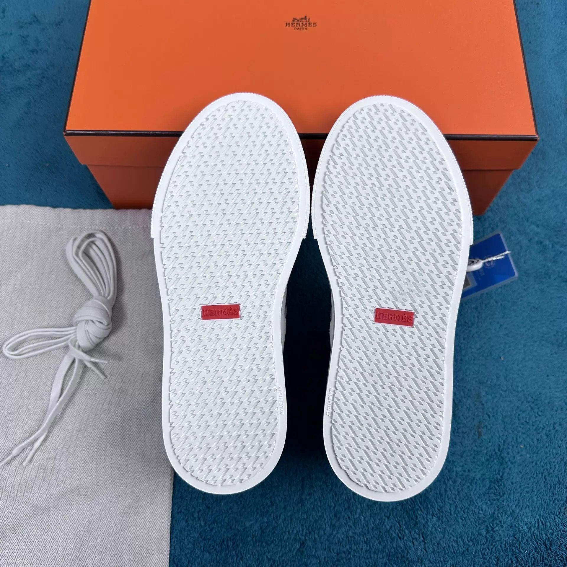 Hermes Hermès Daydream Leather High-Top Sneaker White & Brown Size US 7.5 / IT 37.5 - 5 Thumbnail