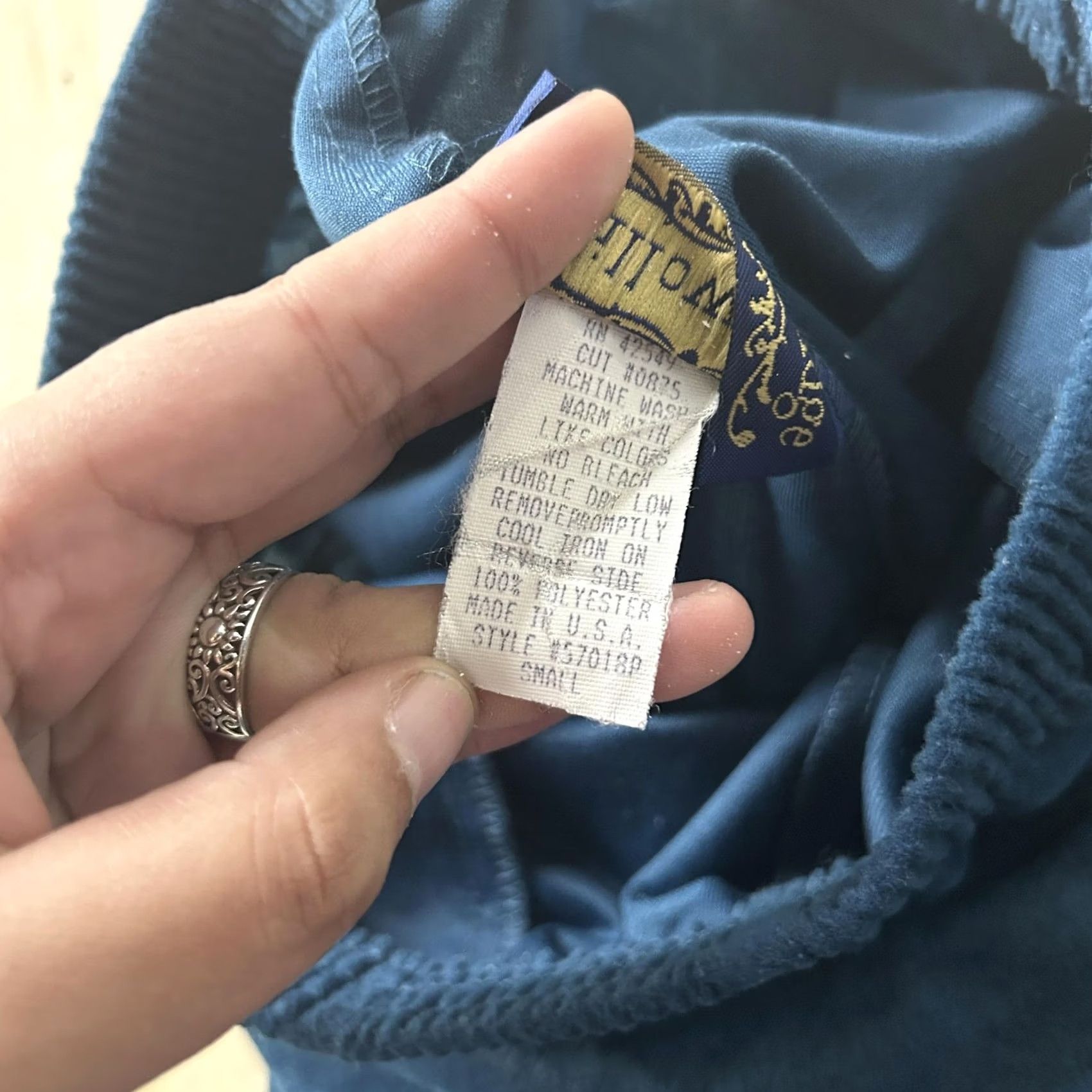 Vintage Willow Ridge Sweatpants Womens Small Blue Velour Elastic Waist Pockets Straight Leg Casual Size 28" / US 6 / IT 42 - 4 Thumbnail