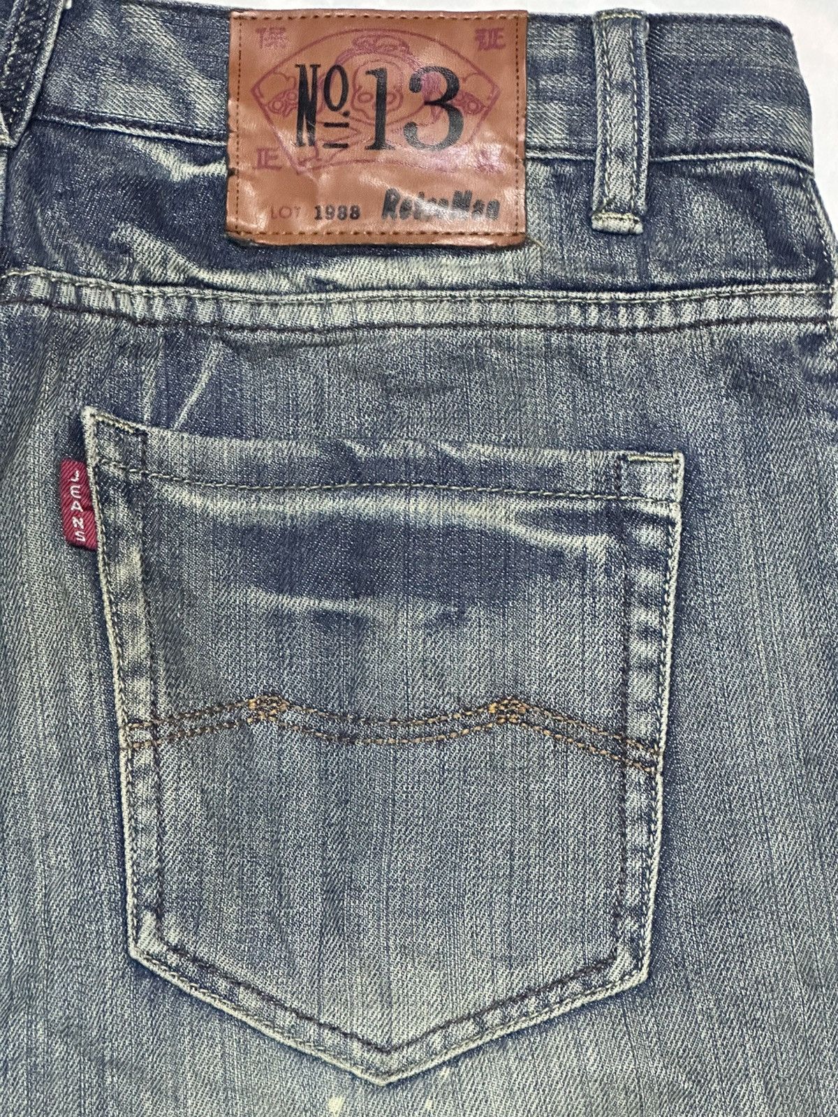 Jean Retro Man No13 Lot 1988 Distressed Painted Straight Loose Size US 34 / EU 50 - 7 Thumbnail