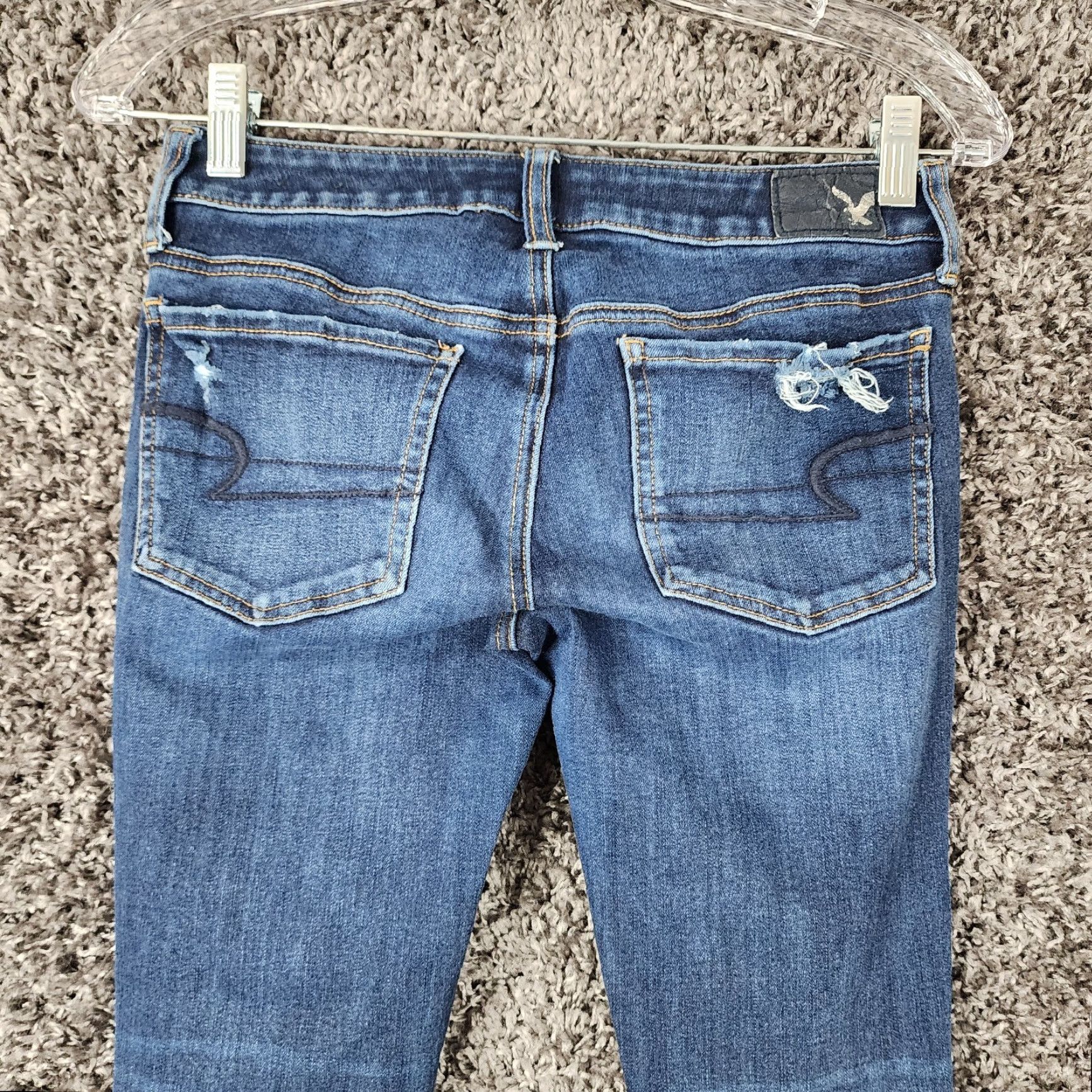 American Eagle Outfitters AMERICAN EAGLE DISTRESSED 360 SUPER STRETCH BLUE JEAN JEGGINGS WOMENS SIZE 2 Size 26" / US 2 / IT 38 - 7 Thumbnail
