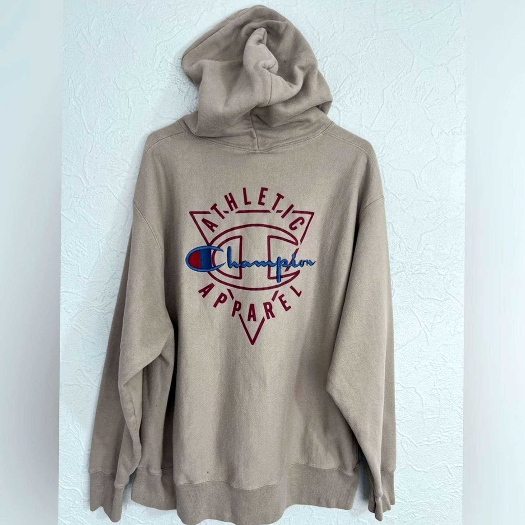 Champion Champion Reverse Weave Hoodie Size XL Beige Stacked Heritage Embroidered Pullover Mens Size US XL / EU 56 / 4 - 4 Thumbnail