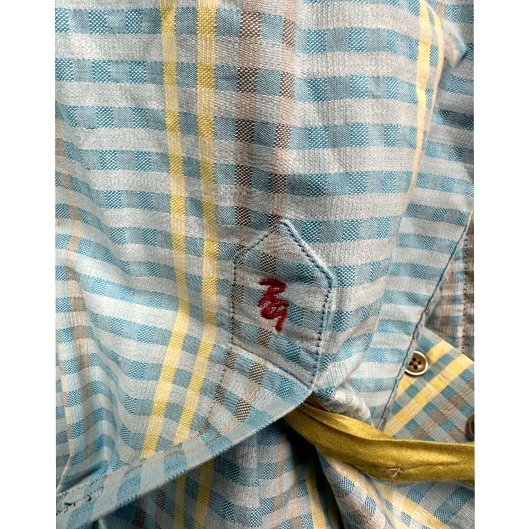 Robert Graham VINTAGE Robert Graham Shirt Adult XL Blue Yellow Plaid Long Sleeve Button Up Mens Size US XL / EU 56 / 4 - 6 Thumbnail