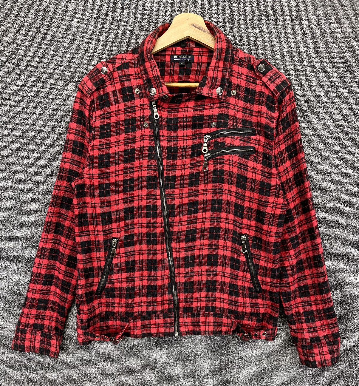 In The Attic Vintage In The Attic Shadow Plaid Rare Punk Jacket Size L / US 10 / IT 46 - 1 Thumbnail