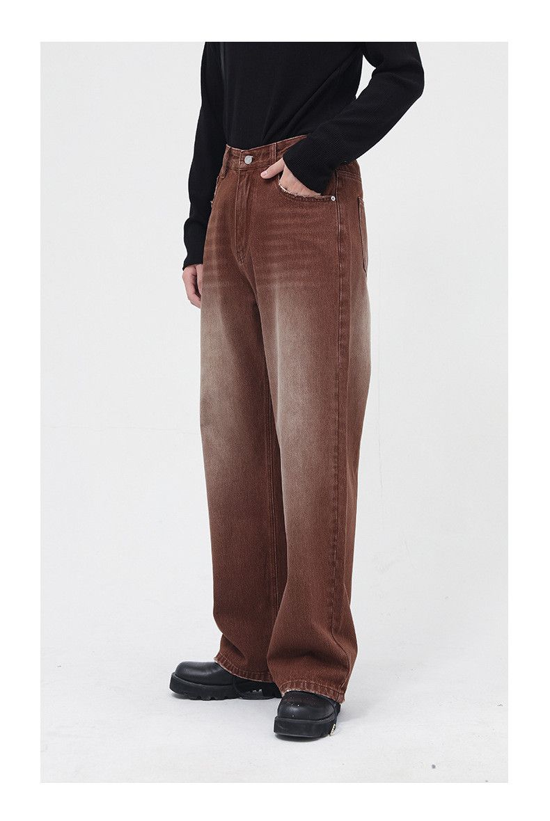 Japanese Brand Retro brown washed gradient casual jeans for men Size US 32 / EU 48 - 2 Thumbnail