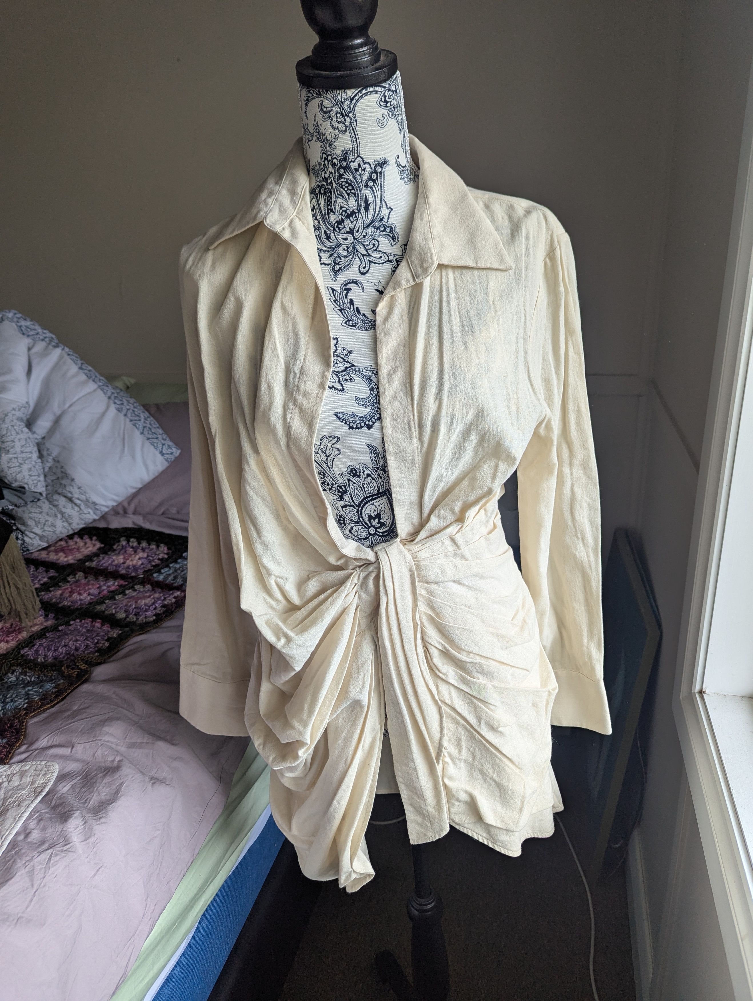 Jacquemus La Bahia Robe in Cream - ruched shirt dress Size S / US 4 / IT 40 - 8 Thumbnail