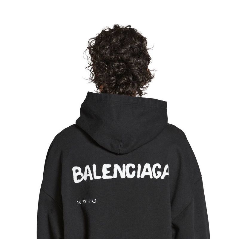 Balenciaga o1bcso1str0226 Hand Drawn Balenciaga Hoodie Medium Fit Black Size US XL / EU 56 / 4 - 5 Thumbnail