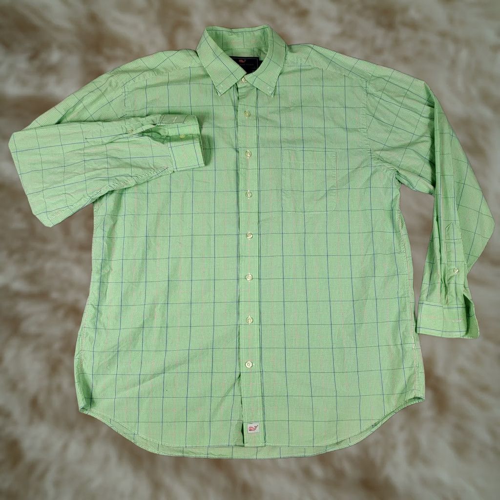 Vineyard Vines Vineyard Vines Shirt Mens XL Green Plaid Button-Up Long Sleeve Size US XL / EU 56 / 4 - 1 Thumbnail