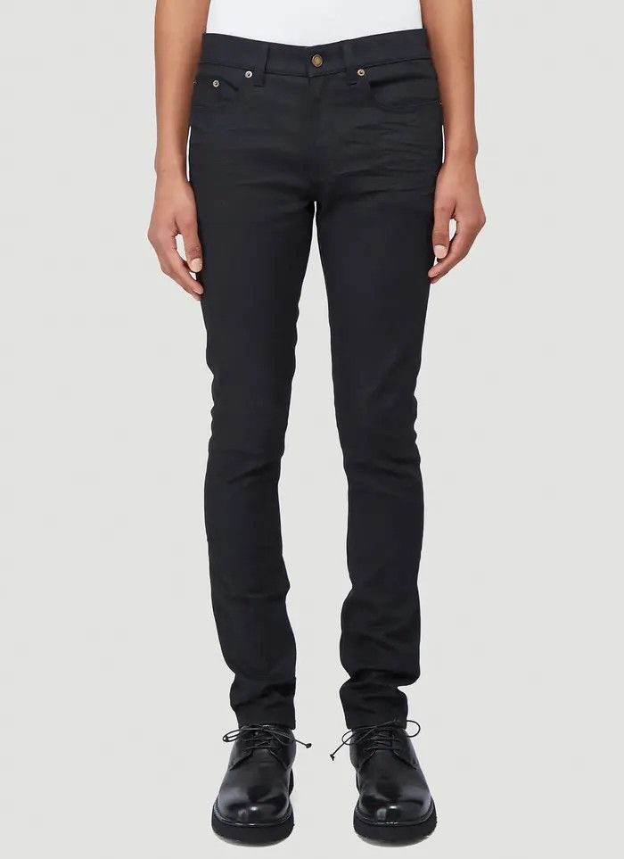 oc11z1225 527389 Skinny-Fit Jeans in Used Denim in Black
