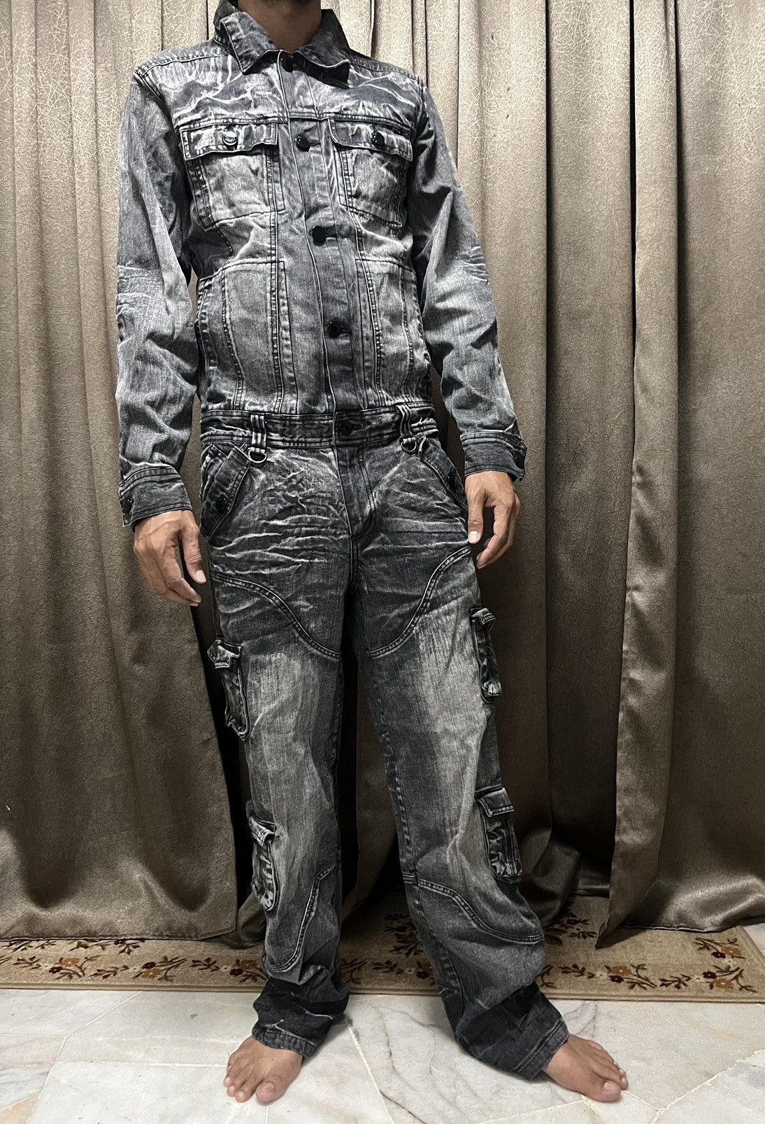 Japanese Brand LowBox Tactical Multipocket Punk Style Denim Overall Size US 35 - 15 Thumbnail