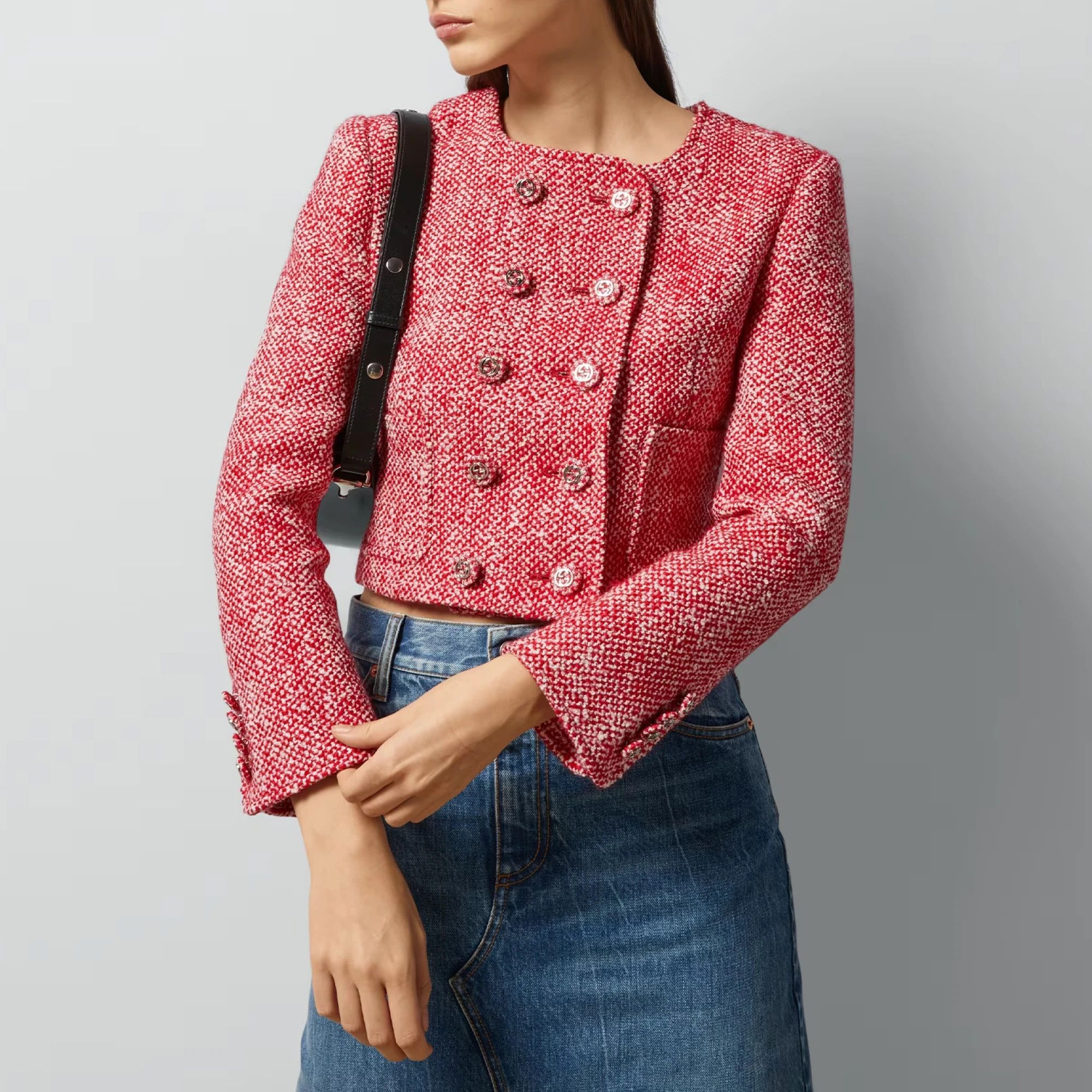 Gucci o1la5ras0526 Tweed Jacket in Pink Size M / US 6-8 / IT 42-44 - 2 Thumbnail