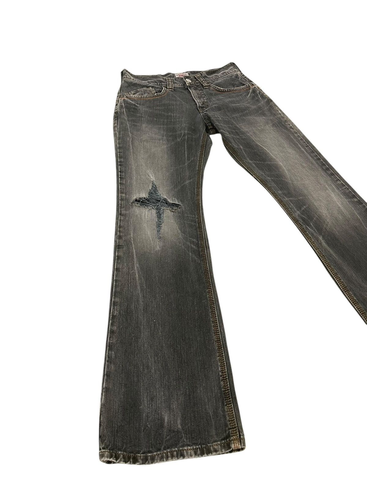 Edwin Flare Jeans Edwin XV Faded Distress Boot Cut 1🟦0 Size US 31 - 1 Thumbnail