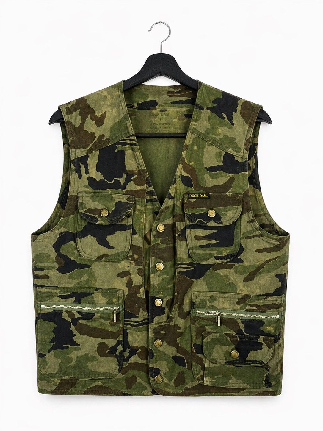 Vintage RUCK DAM Camouflage Utility Vest Multi Pocket Military Style Size US L / EU 52-54 / 3 - 1 Thumbnail