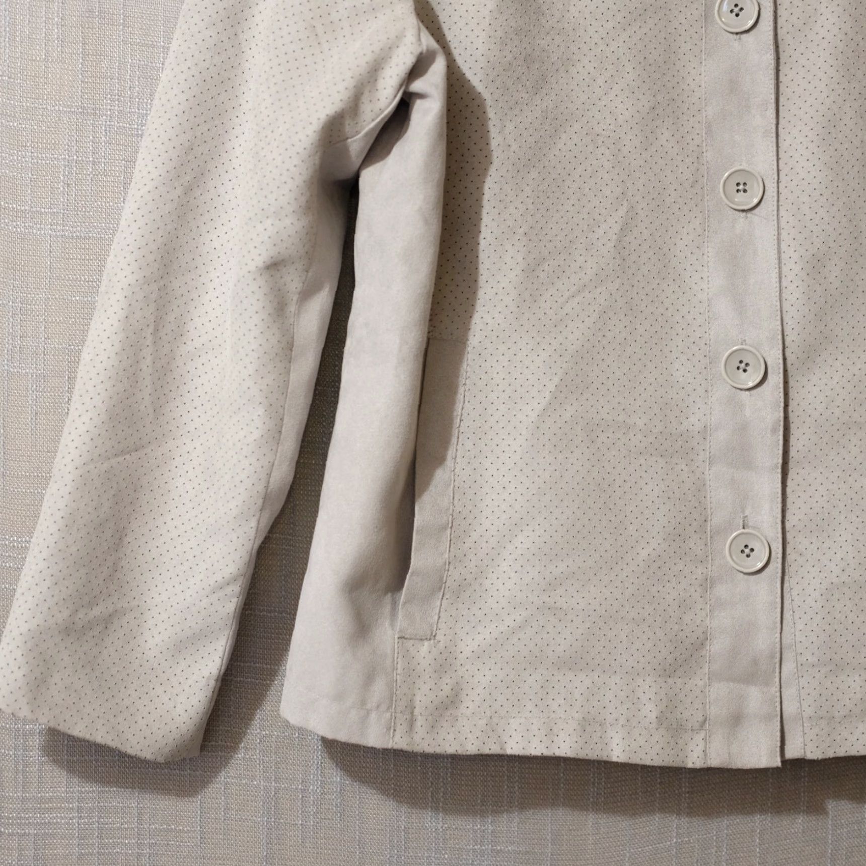 Liz Claiborne VINTAGE Liz Claiborne Faux Sueded Jacket Grey Lined Crew Neck Womens M Size M / US 6-8 / IT 42-44 - 3 Thumbnail