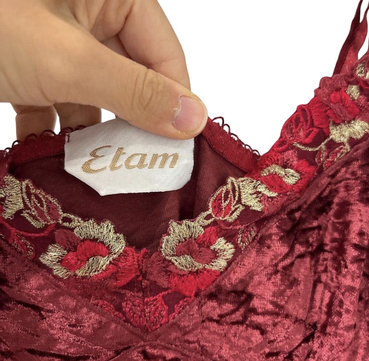 Other Etam French Lingerie Burgundy Crushed Velvet Camisole Dress Size M / US 6-8 / IT 42-44 - 2 Thumbnail