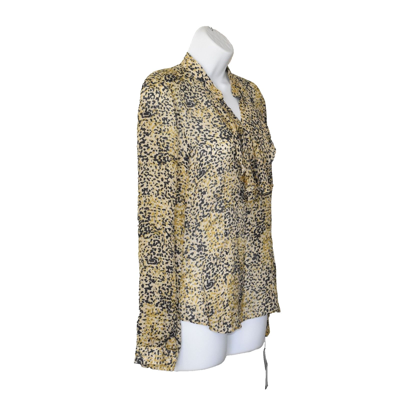 Lafayette 148 NEW LAFAYETTE 148 Leopard Print 100% Silk Ruffle Blouse Sz 0 Size XS / US 0-2 / IT 36-38 - 2 Thumbnail