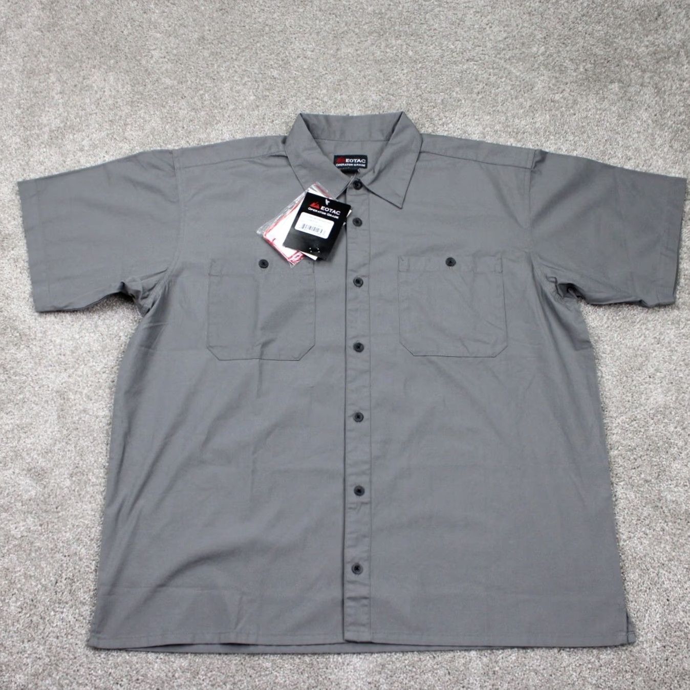 Vintage EOTAC Operator Grade Shirt Mens Large Gray Button-Up Short Sleeve Tactical 100% Cotton with Patches NWT Size US L / EU 52-54 / 3 - 2 Thumbnail