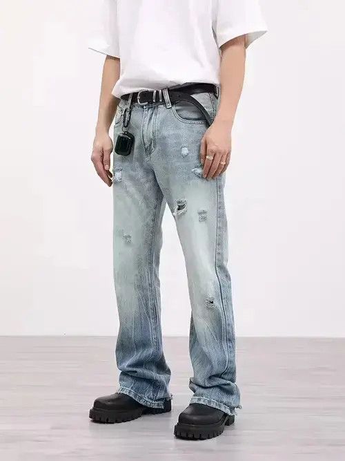 flare damaged fade jeans